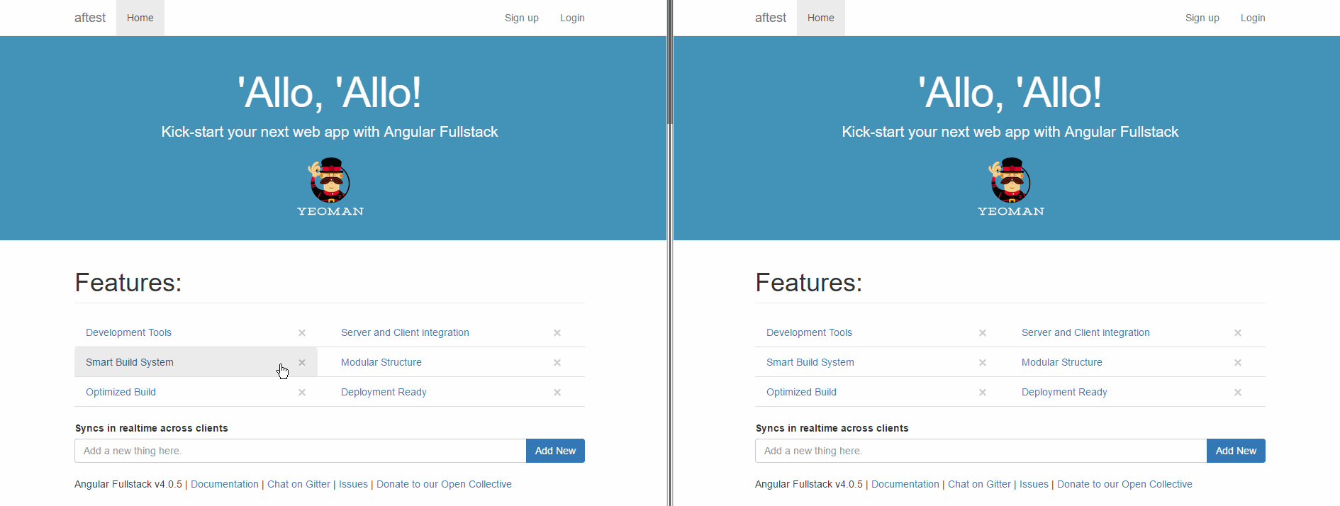 Socket.io demo screenshot